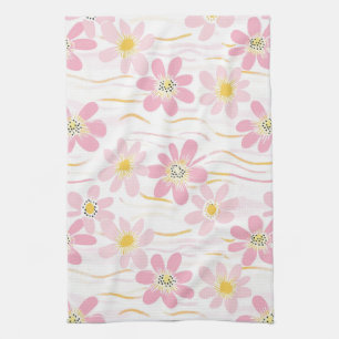 Pastel Retro Floral (4) Kitchen Towel