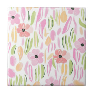 Pastel Retro Floral (5) Tile