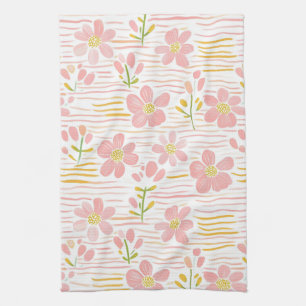 Pastel Retro Floral (6) Kitchen Towel