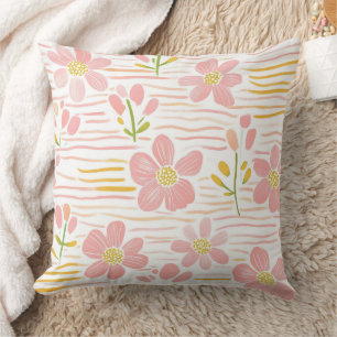 Pastel Retro Floral (6) Throw Pillow