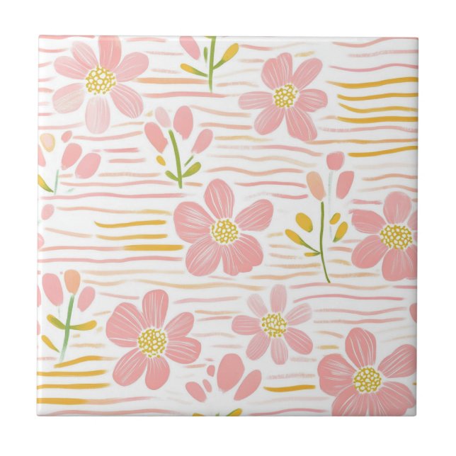 Pastel Retro Floral (6) Tile (Front)