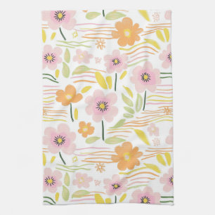 Pastel Retro Floral (7) Kitchen Towel
