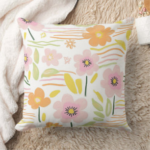 Pastel Retro Floral (7) Throw Pillow
