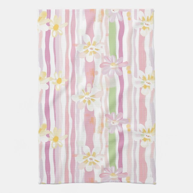 Pastel Retro Floral (9) Kitchen Towel (Vertical)