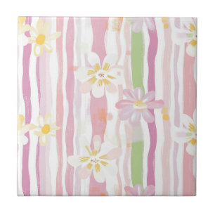 Pastel Retro Floral (9) Tile