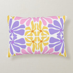 Pastel Retro Floral - Vibrant Kaleidoscope Pattern Accent Pillow