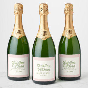 Pastel Retro Handwriting wedding Sparkling Wine La Sparkling Wine Label