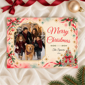 Pastel Retro Holiday Photo Card