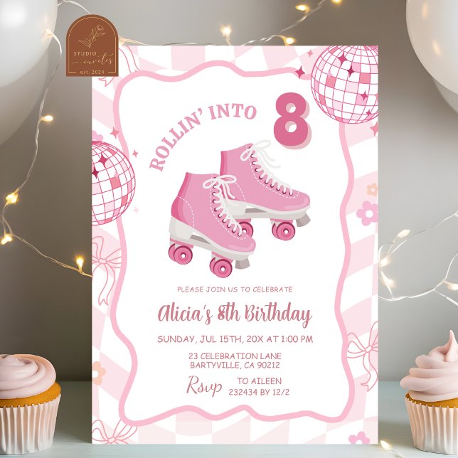 Pastel Retro Let's Skate Birthday party Invitation (Creator Uploaded)