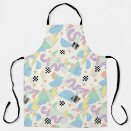 Pastel Retro Memphis Pattern Swirls Apron