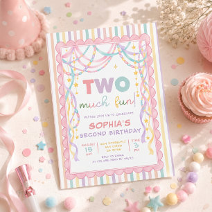 Pastel Retro Paper Chains Girl 2nd Birthday Invitation