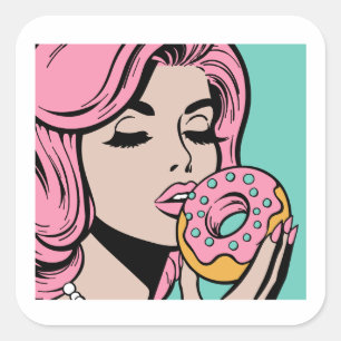Pastel Retro Pop Art Doughnut Stickers