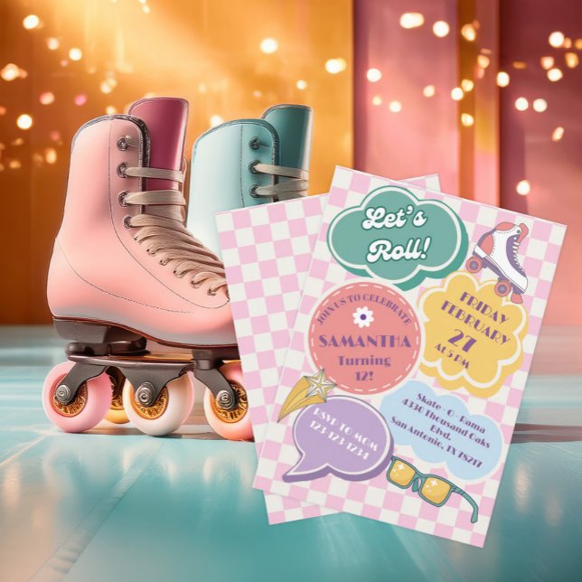 Pastel Retro Roller Skating Party Invitation (Creator Uploaded)