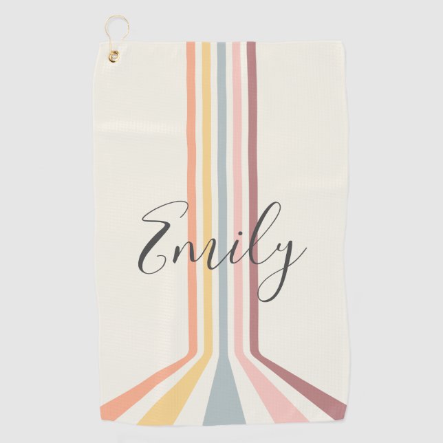 Pastel retro style stripes design golf towel (Front)