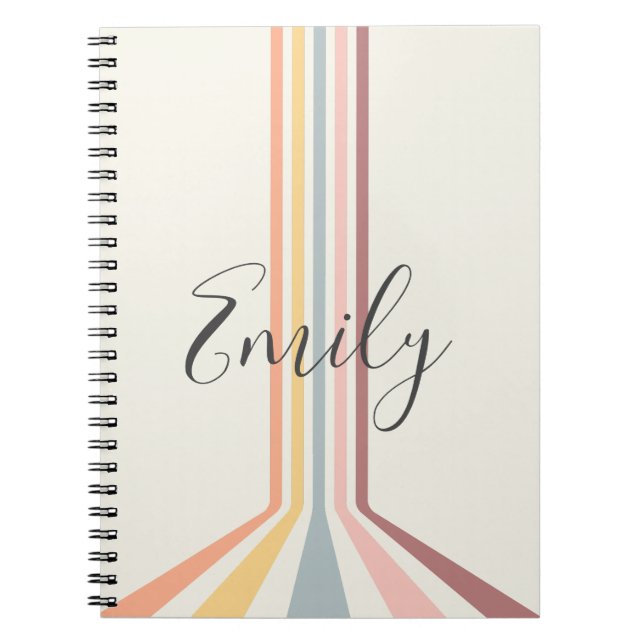 Pastel retro style stripes design notebook (Front)