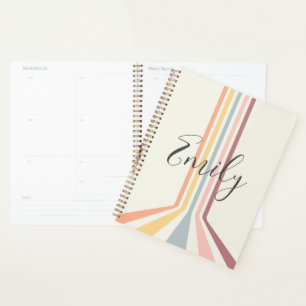 Pastel retro style stripes design planner