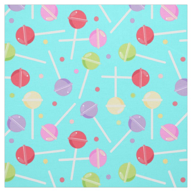 Pastel Retro Sweet Shop Candy Lollipops Pattern Fabric (Swatch)