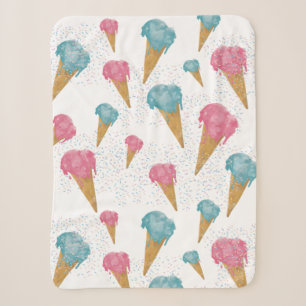 Pastel Retro Watercolor Ice Cream & Sprinkles   Sherpa Blanket