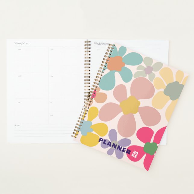 Pastel Retro Wavy Flowers Planner (Display)