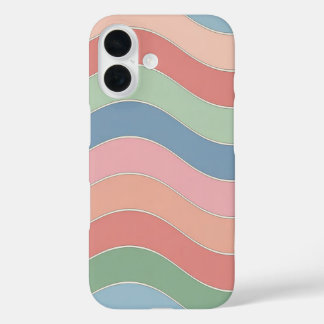 Pastel Retro Wavy Stripes Pattern iPhone 16 Case
