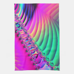Pastel Ribbon Fractal Kitchen Towel