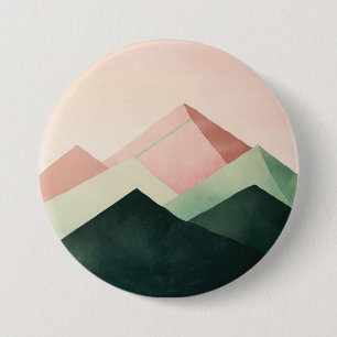 Pastel Ridge – Geometric Mountain Landscape #1 3 Inch Round Button