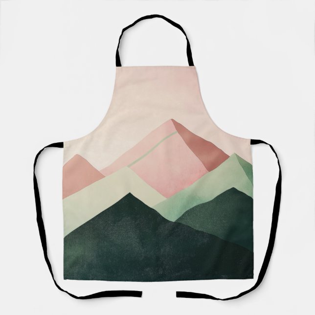 Pastel Ridge – Geometric Mountain Landscape #1 Apron (Front)