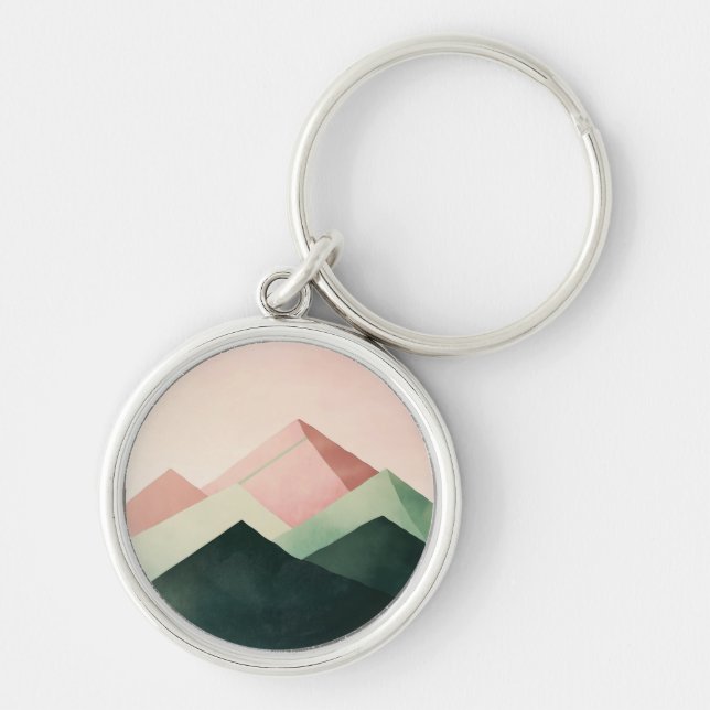 Pastel Ridge – Geometric Mountain Landscape #1 Keychain (Front)