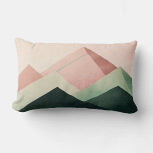 Pastel Ridge – Geometric Mountain Landscape #1 Lumbar Pillow