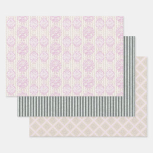 Pastel Rococo Damask Feuilles papier d'enveloppeme