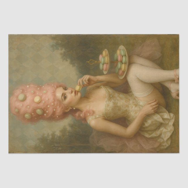 Pastel Rococo Macaron Muse – Whimsical French  Tissue Paper (Front)