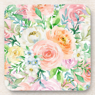 Pastel romantic garden coaster