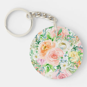 Pastel romantic garden keychain