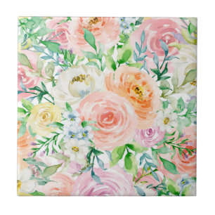 Pastel romantic garden tile