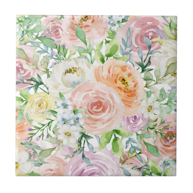 Pastel romantic garden tile (Front)