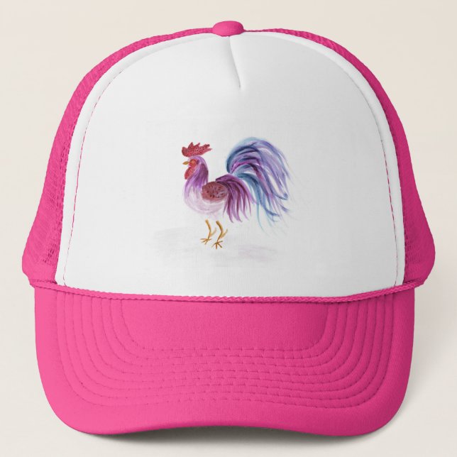 Pastel Rooster by Wendy C. Allen Trucker Hat (Front)