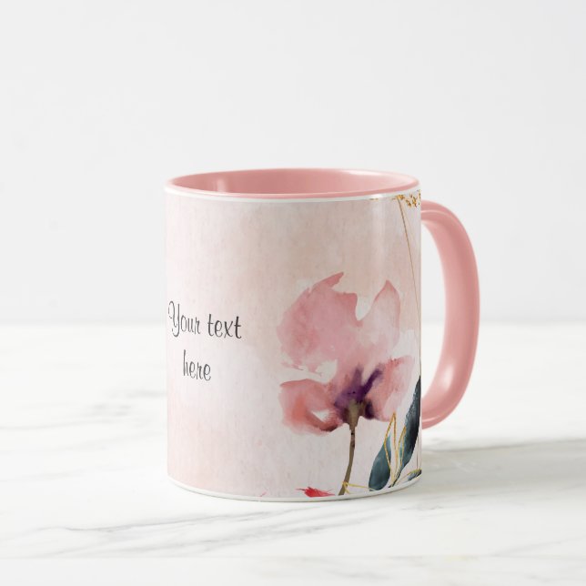 Pastel Rose and gold frame elegant template Mug (Front Right)