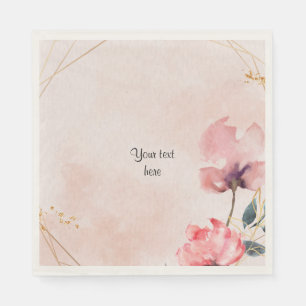 Pastel Rose and gold frame elegant template Napkin