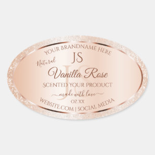 Pastel Rose Coral Glitter Initials Product Labels