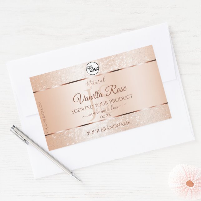 Pastel Rose Coral Product Labels Initials Add Logo (Envelope)