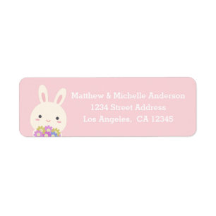 Pastel Rose Cute Kawaii Lapin Lapin Avec Fleurs