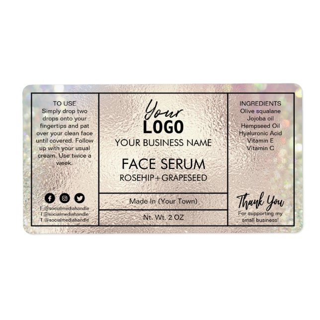 Pastel Rose Gold Modern Face Serum (Front)
