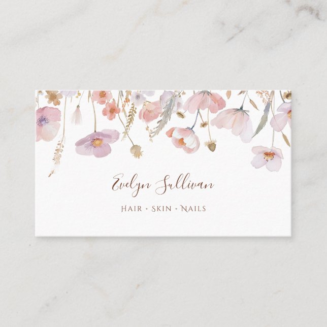 Pastel rose lilas fleur sauvage carte de visite (Devant)