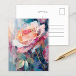 Pastel Rose Modern Abstract Painting  Postcard<br><div class="desc">A modern impressionist-style painting of roses, created with textured brushstrokes in soft pastel colours. The delicate shades of pink, blush, and cream blend harmoniously, while the textured layers add depth and dimension to the floral composition. This serene piece captures the timeless beauty of roses in a contemporary, expressive style, making...</div>