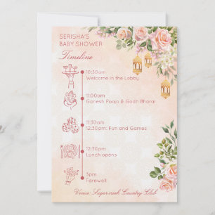 Pastel rose Moroccan lanterns baby shower timeline Invitation
