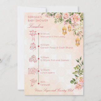 Pastel rose Moroccan lanterns baby shower timeline Invitation