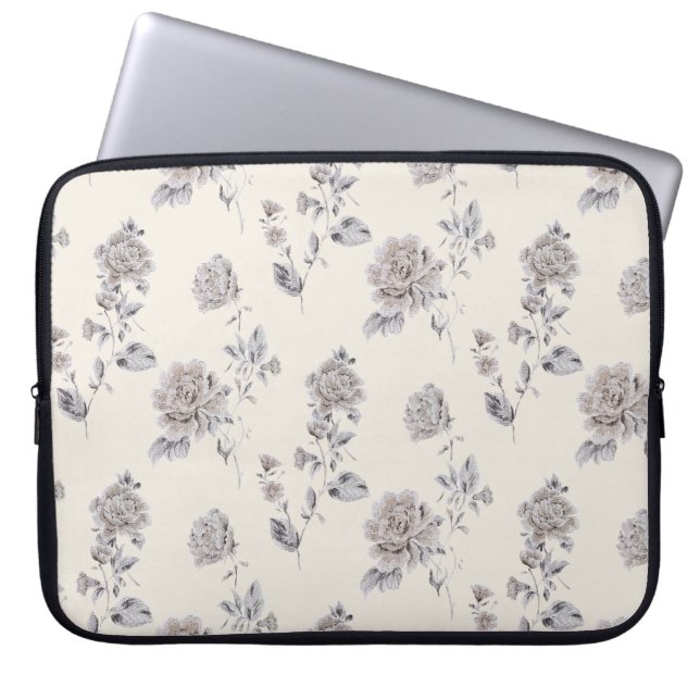 Pastel rose pattern laptop sleeve (Front)