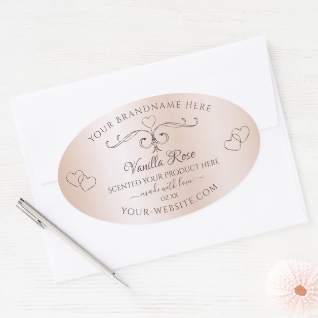 Pastel Rose Pink Product Labels Ornate Cute Hearts (Envelope)