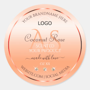 Pastel Rose Salmon Product Label Monogram and Logo