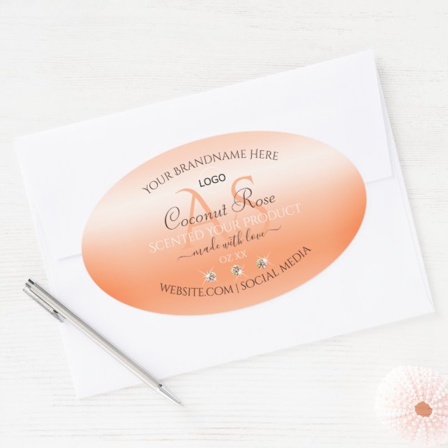 Pastel Rose Salmon Product Label Monogram and Logo (Envelope)